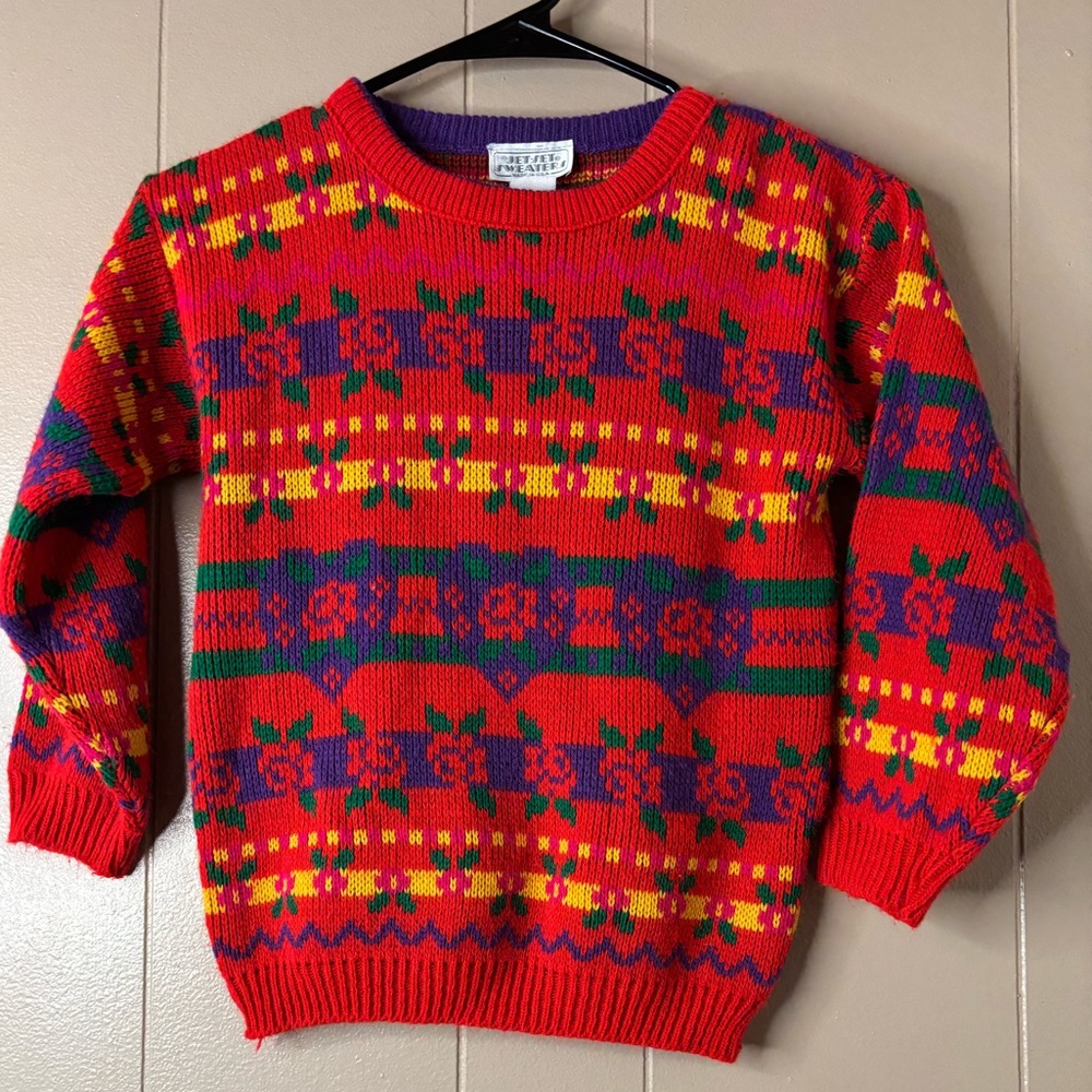 Vintage Jet Set Kids Sweater Size 6 Pullover Fun USA